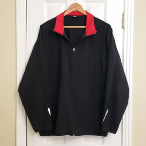Starter Vintage Mens Zip Up Windbreaker Jacket Red Black Lightweight Size Large